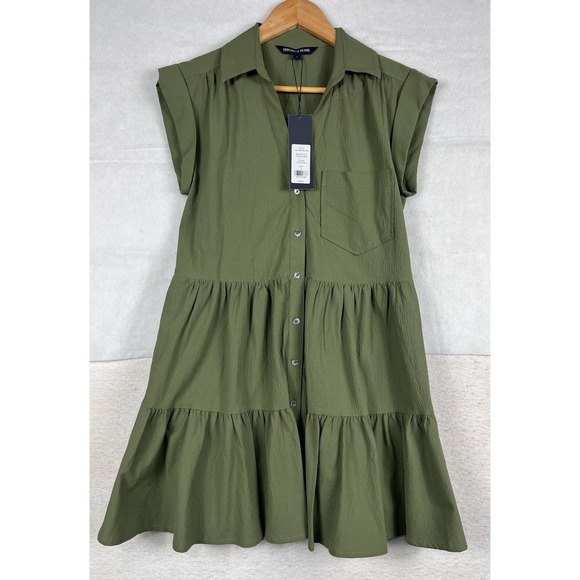 NWT Veronica Beard Trisha Tiered Shirt Green Dress with liner Button Down Size S - Picture 4 of 14